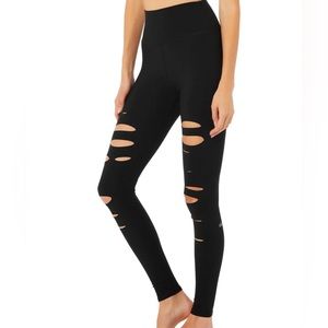 Alo black ripped warrior leggings